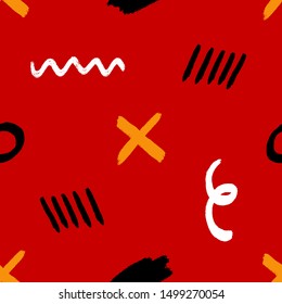 Hand drawn kids seamless pattern for print, textile, wallpaper. Modern brush paint background.