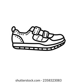 Hand drawn of kids shoes. Sketch illustration of kids shoes isolated on white background