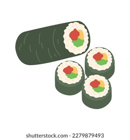 hand drawn kimbab rolls korean food