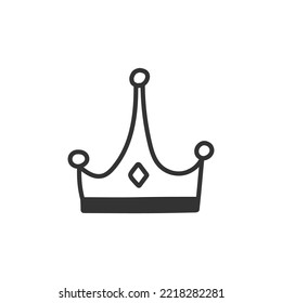 Handgezeichnete Königskronenkronenvektorsymbol. Prinzkronenkronen-Flachzeichnung Design. Königin Kronsymbol. VIP. EPS10-Symbol-Piktogramm
