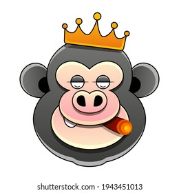 Hand drawn king of monkeys coloring page. stock illustration on a white background. For design, decoration, logo.