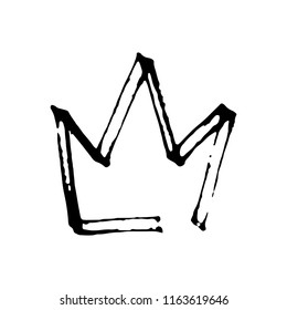 Hand drawn king or queen crown icon isolated on white background
