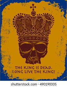 Hand drawn king skull wearing crown. Vector illustration