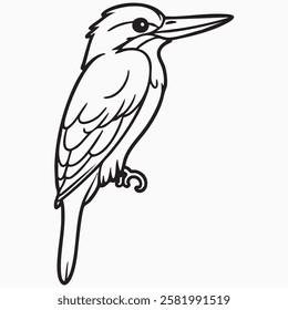 Hand drawn kingfisher bird silhouette