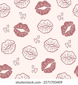 Hand drawn kisses seamless pattern