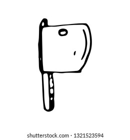 Hand Drawn kitchen axe doodle. Sketch style icon. Decoration element. Isolated on white background. Flat design. Vector illustration.