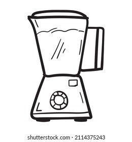 Hand drawn kitchen blender icon in doodle style isolated.