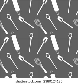 Hand drawn of kitchen equipment. Seamless pattern illustration.
