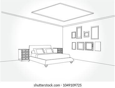 Hand drawn kitchen furniture. Vector illustration in sketch style. vector illustration kitchen furniture and equipment.
