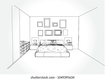 Hand drawn kitchen furniture. Vector illustration in sketch style. vector illustration kitchen furniture and equipment.
