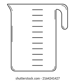 Hand drawn kitchen measuring cup. Tool for measuring the volume of ingredients. Doodle style. Sketch. Vector illustration