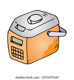 Hand drawn kitchen multicooker machine in doodle style