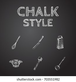 Hand Drawn Kitchen Sketches Set. Collection Of Beater, Sieve, Kitchen Shovel And Other Sketch Elements.