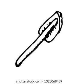 Hand Drawn kitchen spatula doodle. Sketch style icon. Decoration element. Isolated on white background. Flat design. Vector illustration.