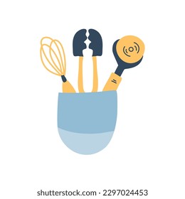 hand drawn kitchen tools flat icon