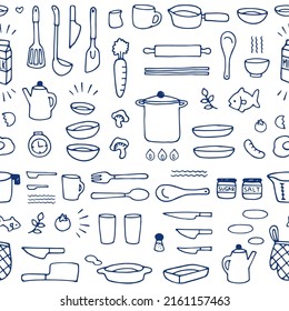 hand drawn kitchen tools pattern