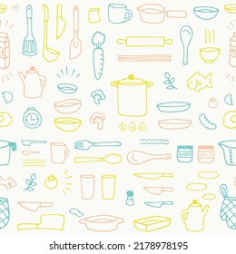 hand drawn kitchen tools pattern