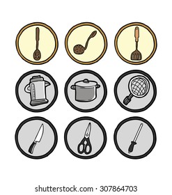 hand drawn kitchen utensil icons