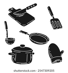 hand drawn kitchen utensils eps10