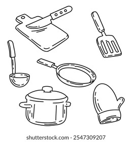 hand drawn kitchen utensils eps10