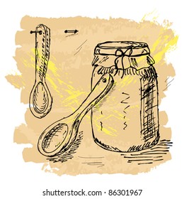 hand drawn kitchenware, created as artistic painterly style, easy to edit, for your design