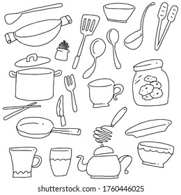 hand drawn of kitchenware set