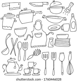 hand drawn of kitchenware set