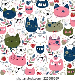 hand drawn kitty cat wallpaper illustration