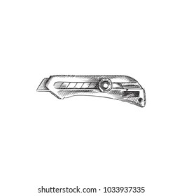 Hand drawn knife box sketch symbol. Vector utility element in trendy style.