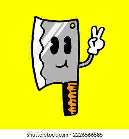 cuchillo dibujado a mano con dibujos animados a mano