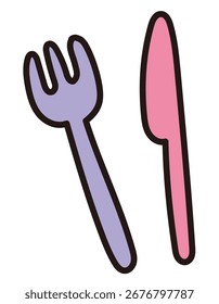 Dibujado a mano cuchillo y tenedor ilustración