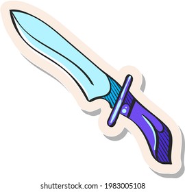 Icono de Cuchillo dibujado a mano en ilustración vectorial de estilo de pegatina