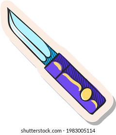 Handgezeichnetes Messer-Symbol auf Aufkleber, Vektorgrafik