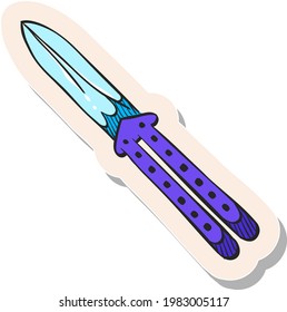 Hand drawn Knife icon in sticker style vector illustration