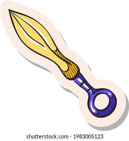Hand drawn Knife icon in sticker style vector illustration
