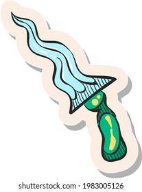 Handgezeichnetes Messer-Symbol auf Aufkleber, Vektorgrafik