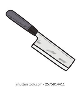 Hand Drawn Knife Illustration Colored - Chef Knife