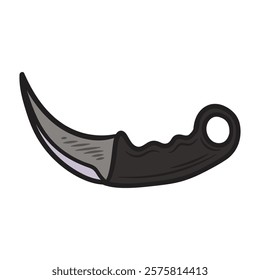 Hand Drawn Knife Illustration Colored - Tactical Knife