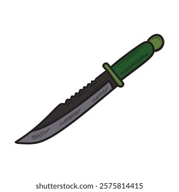 Hand Drawn Knife Illustration Colored - Military Knife