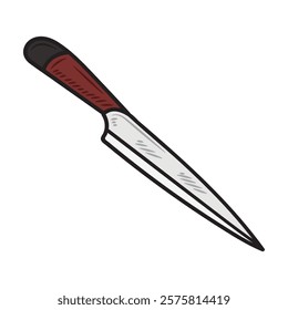 Hand Drawn Knife Illustration Colored - Fillet Knife