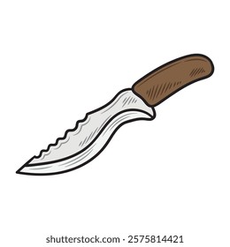 Hand Drawn Knife Illustration Colored - Survival Knife