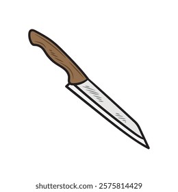 Hand Drawn Knife Illustration Colored - Bread Knife