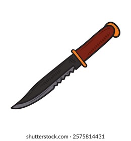 Hand Drawn Knife Illustration Colored - Clip Point Knife