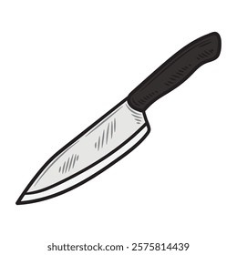 Hand Drawn Knife Illustration Colored - Paring Knife