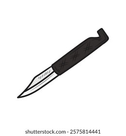 Hand Drawn Knife Illustration Colored - Folding Knife