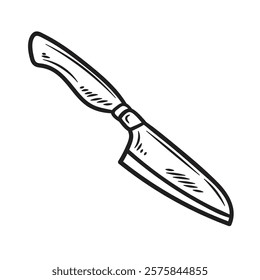 Hand Drawn Knife Illustration Colorless - Steak Knife