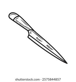 Hand Drawn Knife Illustration Colorless - Fillet Knife