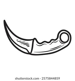 Hand Drawn Knife Illustration Colorless - Tactical Knife