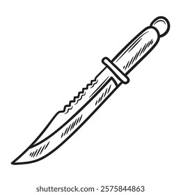 Hand Drawn Knife Illustration Colorless - Military Knife