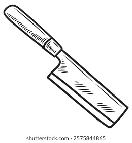 Hand Drawn Knife Illustration Colorless - Chef Knife